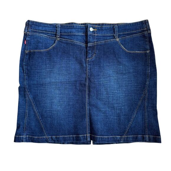 Levis Womens Sz 22 Jean Skirt Denim Pencil Knee Length Modest - Picture 1 of 8